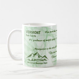 Vermont, the Green Mountain State Fun Facts Coffee Mug