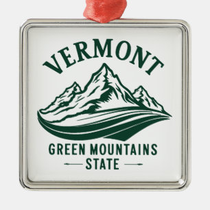 Vermont The Green Mountain State Metal Tree Decoration