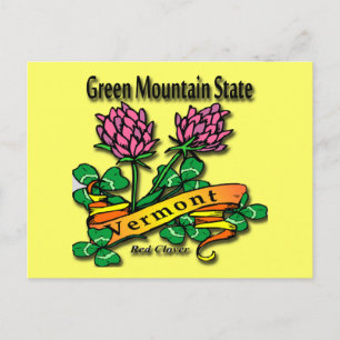 Vermont The Green Mountain State Red Clover Postcard