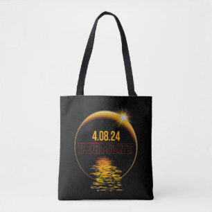 Vermont Total Solar Eclipse April 8 2024 USA Map Tote Bag