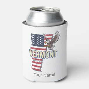 Vermont United States Retro State Map Vintage USA Can Cooler