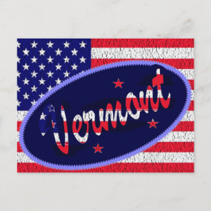 Vermont US flag postcard
