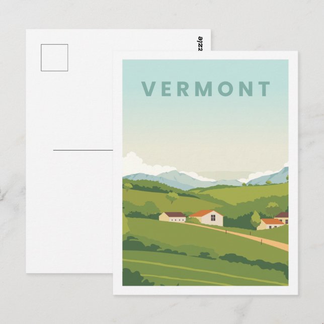 Vermont USA Famous Travel Place Illustration Postcard (Front/Back)
