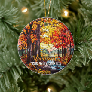 Vermont Vacation Souvenir  Ceramic Tree Decoration