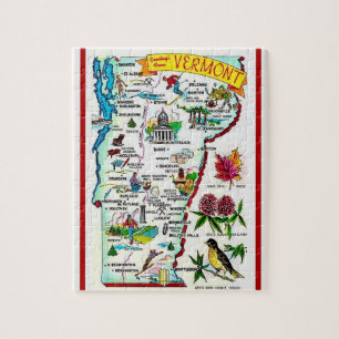 Vermont Vintage 8x10 Map Puzzle