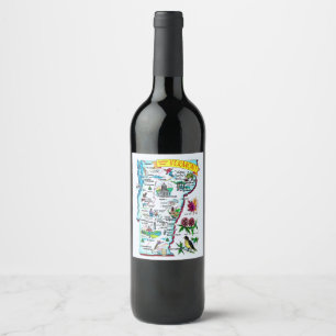 Vermont Vintage Map Wine Label