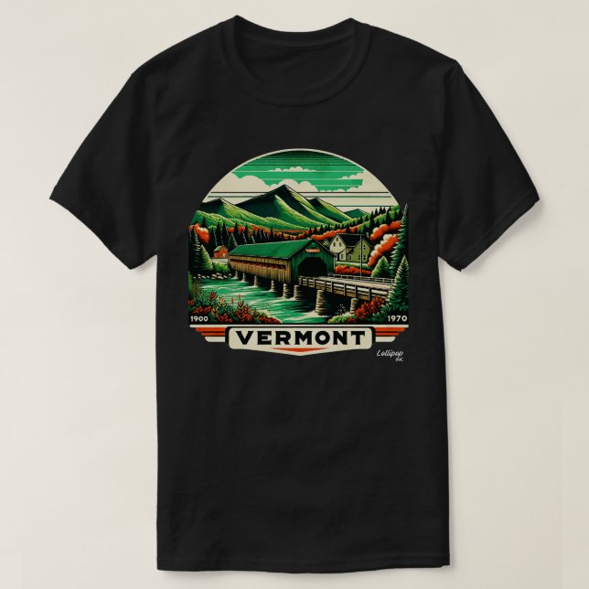 Vermont Vistas Green Mountains Maple American Vint T-Shirt (Design Front)