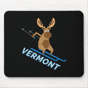 Vermont Vt Skiing Moose Winter Shirt Mouse Mat