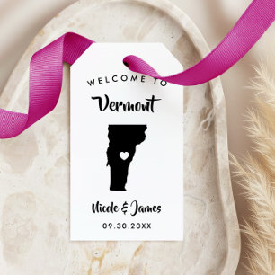 Vermont Wedding Welcome Bag Tags, Map Gift Tags