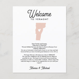 VERMONT Welcome Letter Itinerary ANY COLOR