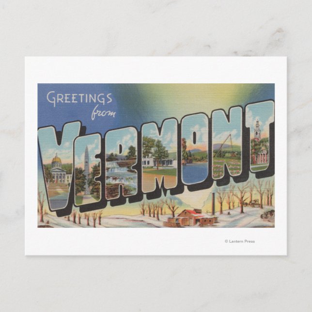 Vermont (Winter Scene) - Large Letter Scenes Postcard (Front)