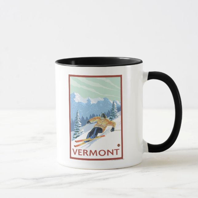 VermontDownhill Skier Scene Mug (Right)