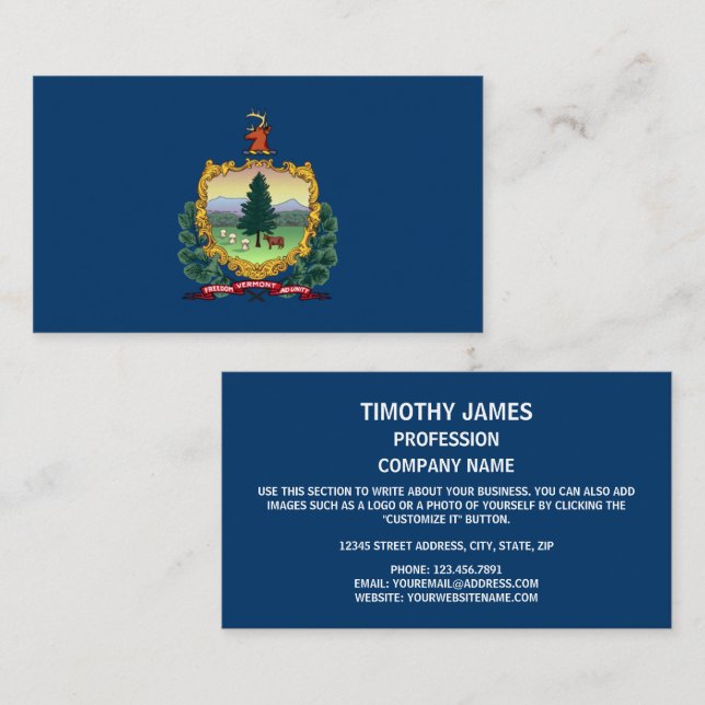 Vermonter Flag, Flag of Vermont Business Card (Front/Back)