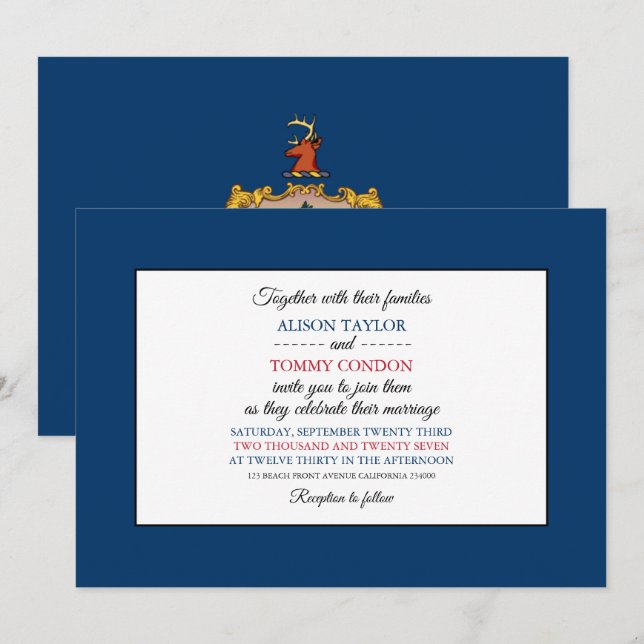 Vermonter Flag, Flag of Vermont Wedding Invitation (Front/Back)