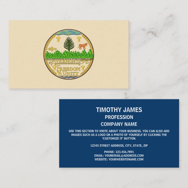 Vermonter Seal, Seal of Vermont Business Card (Front/Back)