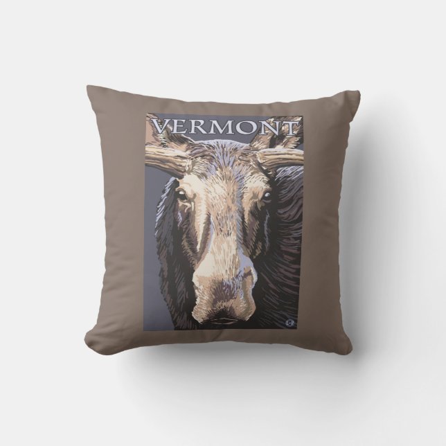 VermontMoose Up Close Cushion (Front)