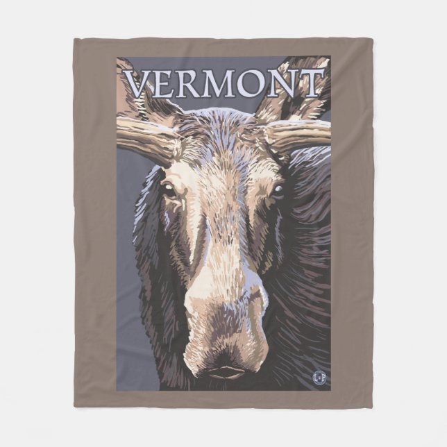 VermontMoose Up Close Fleece Blanket (Front)