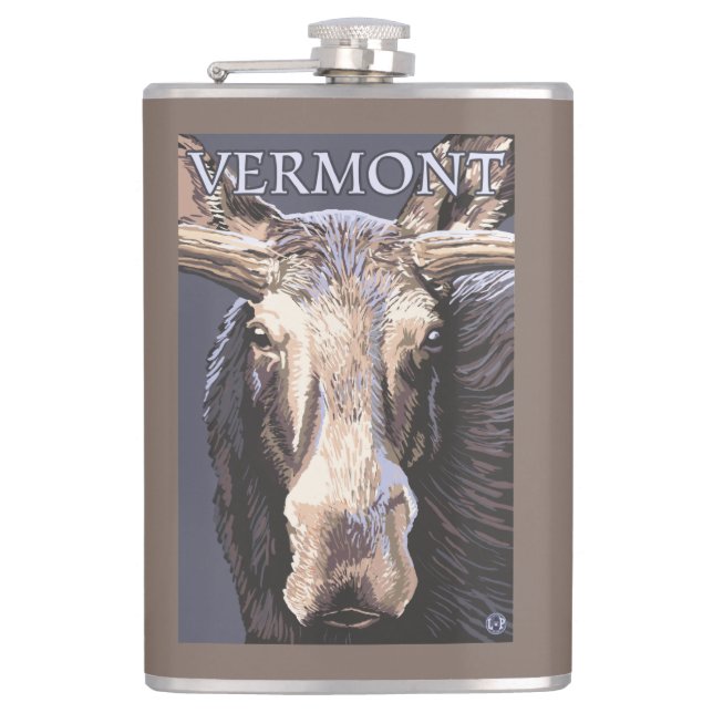 VermontMoose Up Close Hip Flask (Front)