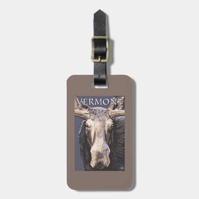 VermontMoose Up Close Luggage Tag (Front Vertical)