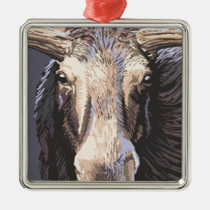 VermontMoose Up Close Metal Tree Decoration