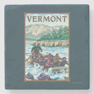 VermontRiver Rafting Scene Stone Coaster