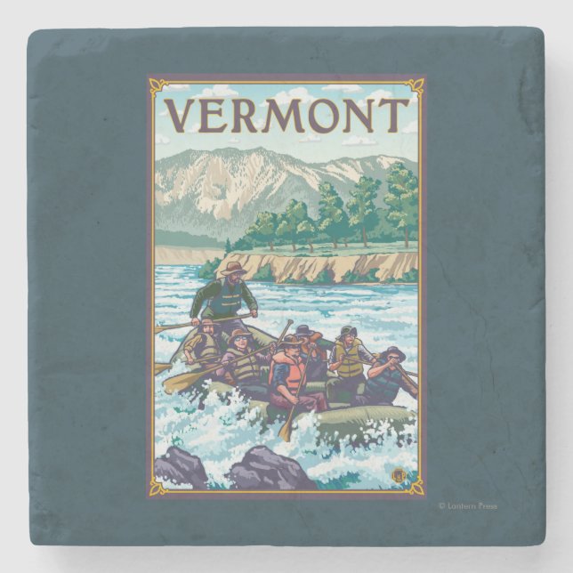 VermontRiver Rafting Scene Stone Coaster (Front)