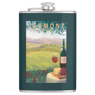 VermontWine Country Scene Hip Flask