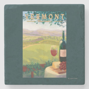 VermontWine Country Scene Stone Coaster