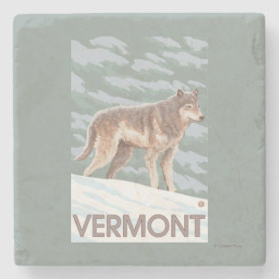 VermontWolf Scene Stone Coaster
