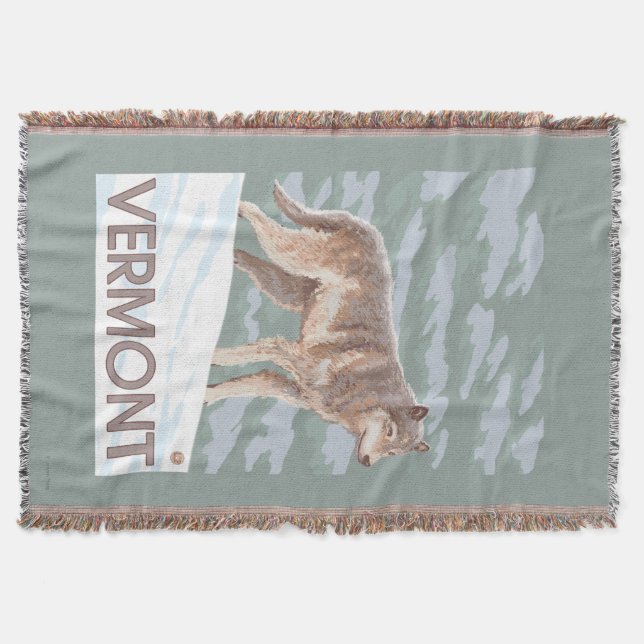 VermontWolf Scene Throw Blanket (Front)