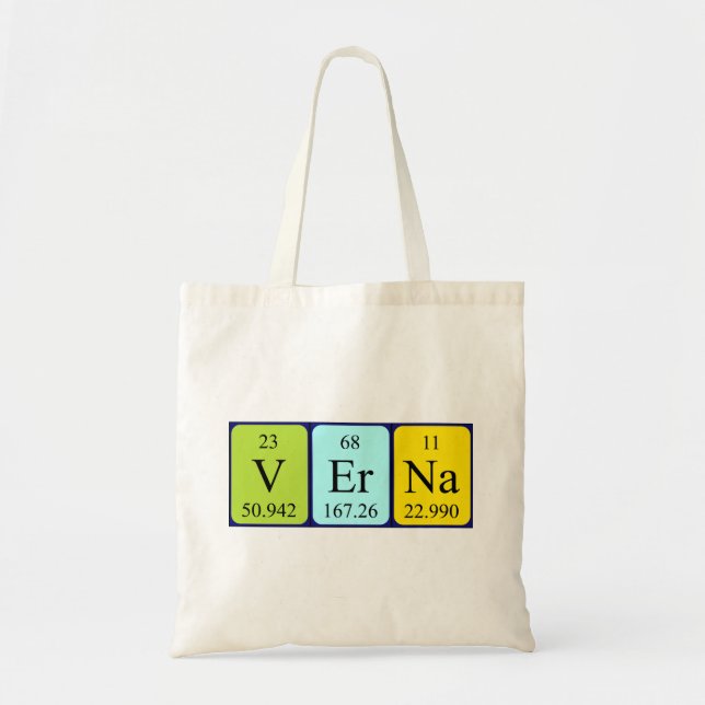 Verna periodic table name tote bag (Front)