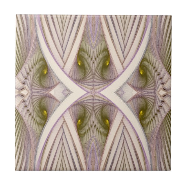Vernal Equinox Purple and White Abstract Pattern Tile (Front)