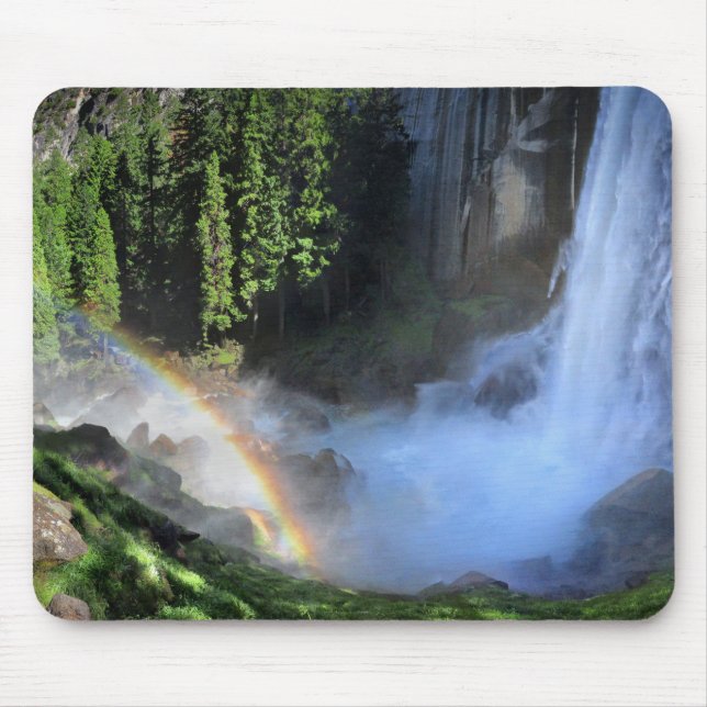 Vernal Fall Hiker and Rainbow Detail - Yosemite Mouse Mat (Front)