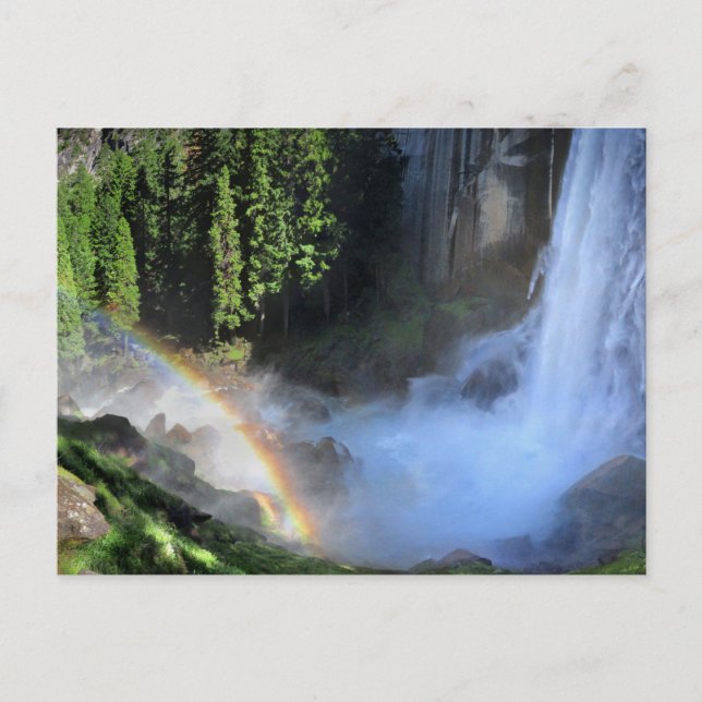 Vernal Fall Hiker and Rainbow Detail - Yosemite Postcard (Front)