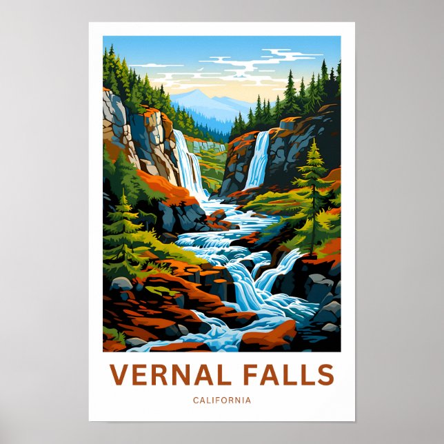 Vernal Falls California Travel Print (Front)