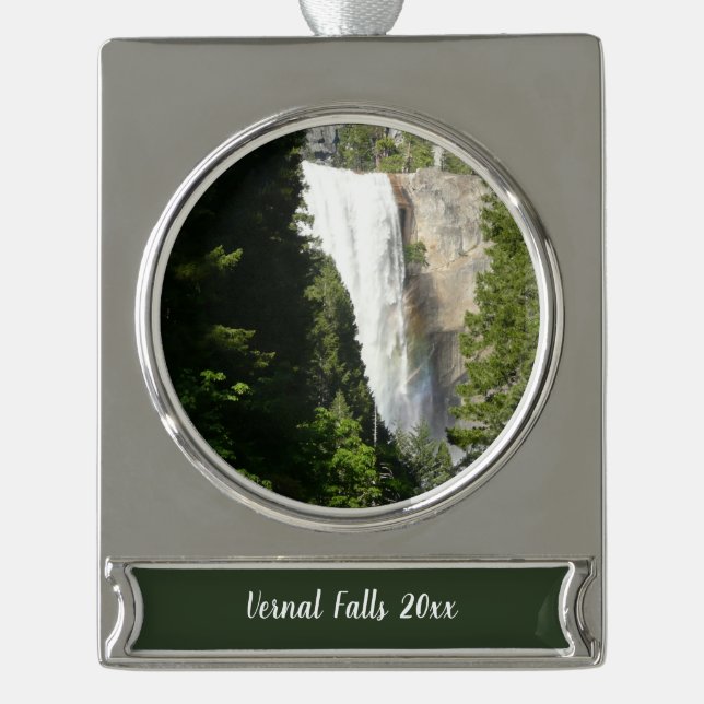 Vernal Falls II in Yosemite National Park Silver Plated Banner Ornament (Front)