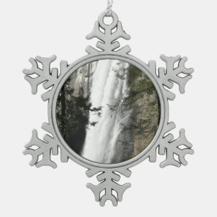 Vernal Falls III at Yosemite National Park Snowflake Pewter Christmas Ornament