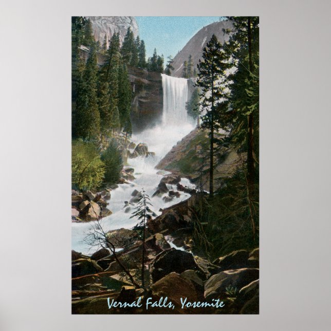 Vernal Falls Vintage Yosemite Poster (Front)