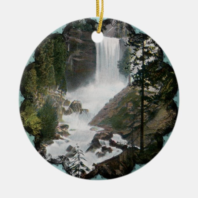 Vernal Falls Yosemite Vintage Ornament (Front)