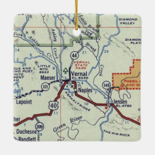Vernal Utah Vintage Map Ceramic Ornament