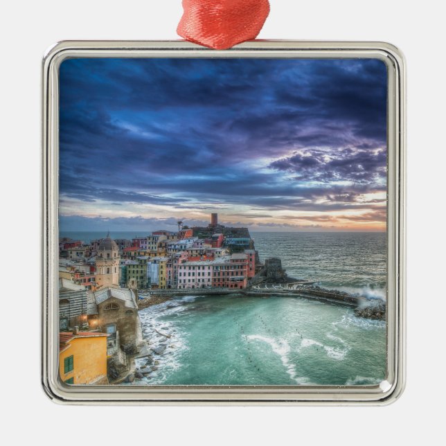 Vernazza at sunset, Italy Metal Tree Decoration (Front)