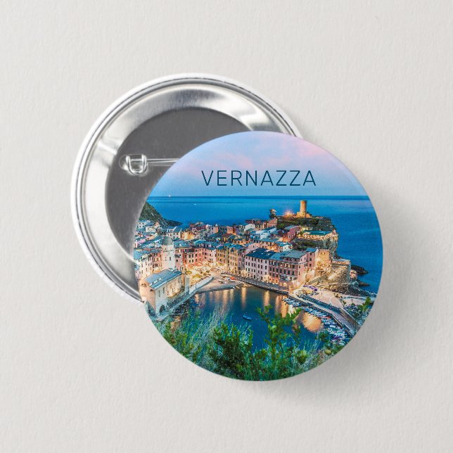 Vernazza Cinque Terre La Spezia Italy Panorama 6 Cm Round Badge (Front & Back)