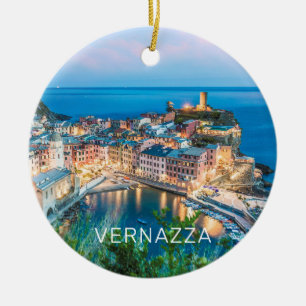 Vernazza Cinque Terre La Spezia Italy Panorama Ceramic Tree Decoration