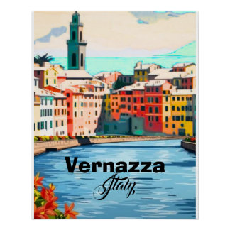 Vernazza Cinque Terre postcard, Italy postcard, Tr Poster