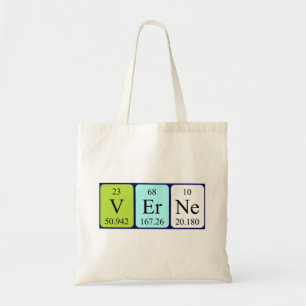 Verne periodic table name tote bag