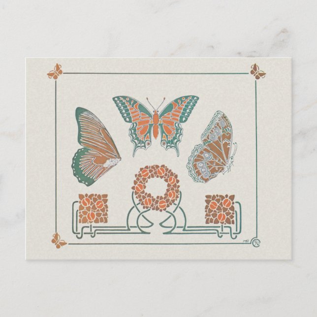 Verneuil  Art Nouveau Butterflies Postcards (Front)