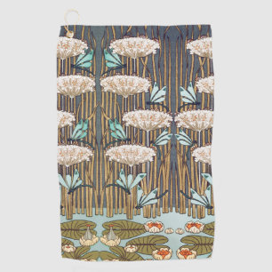 Verneuil Dragonfly Water Lily Art Nouveau: Vintage Golf Towel