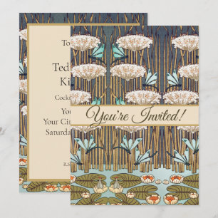 Verneuil Dragonfly Water Lily Art Nouveau: Vintage Invitation