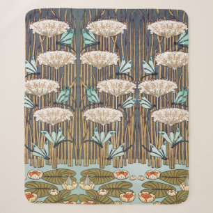 Verneuil Dragonfly Water Lily Art Nouveau: Vintage Sherpa Blanket