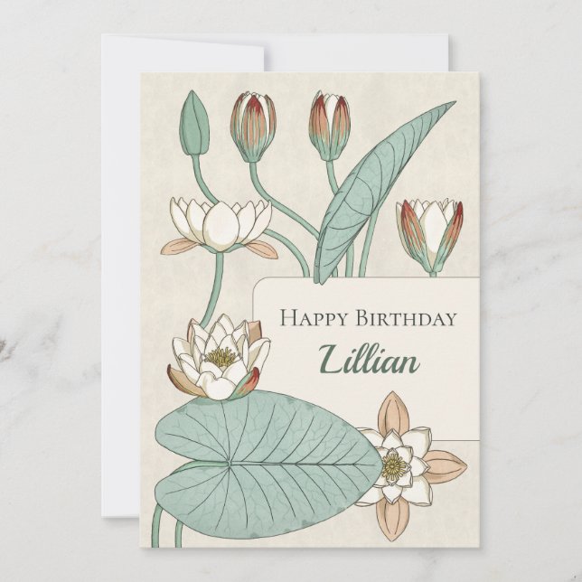 Verneuil Water lily 1896 CC1200 Floral birthday Card (Front)